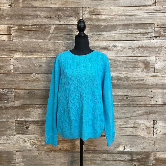💙Turquoise Talbots Cable Knit Sweater💙 - Picture 1 of 8